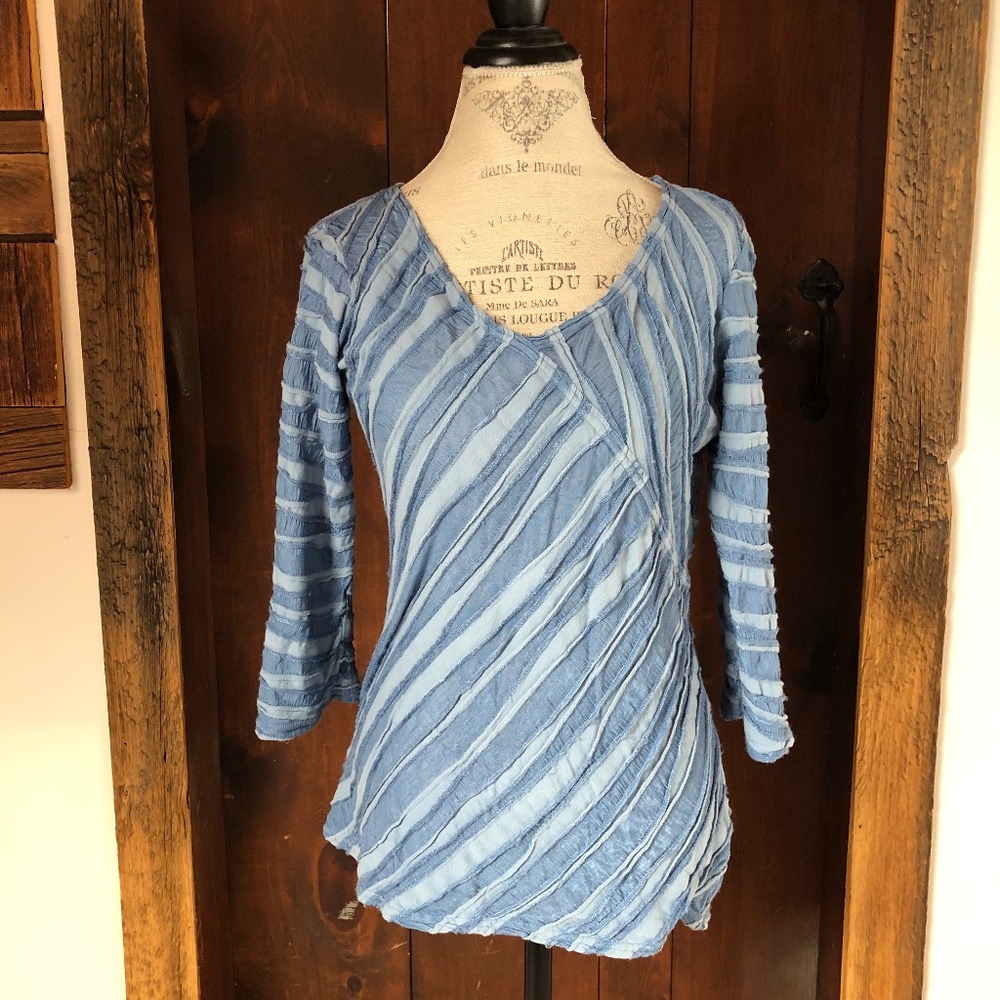 Cut Loose Lagenlook Top, XS, Light Blue/Blue